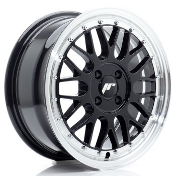 JR Wheels JR23 16×7 ET40 4×100 Gloss Black w/ Machined Lip
