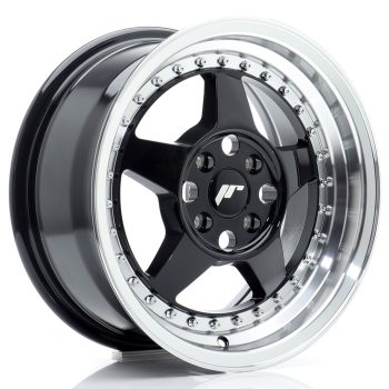 JR Wheels JR6 15×7 ET35 4×100 Gloss Black w/ Machined Lip