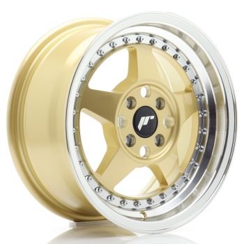 JR Wheels JR6 15×7 ET35 4×100 Gold w/ Machined Lip