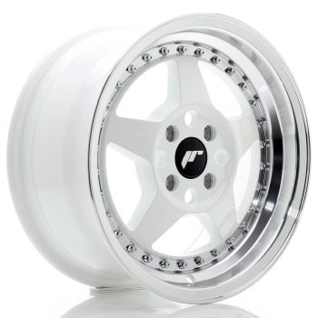 JR Wheels JR6 15×7 ET35 4×100 White w/ Machined Lip