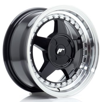 JR Wheels JR6 15×7 ET20-35 4H BLANK Gloss Black w/ Machined Lip
