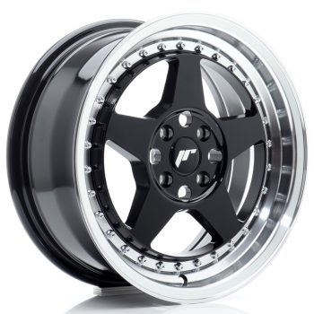 JR Wheels JR6 16×7 ET35 4×100 Gloss Black w/ Machined Lip