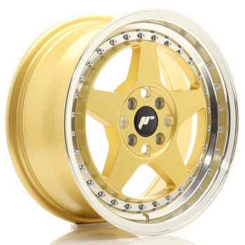 JR Wheels JR6 16×7 ET35 4×100 Gold w/ Machined Lip