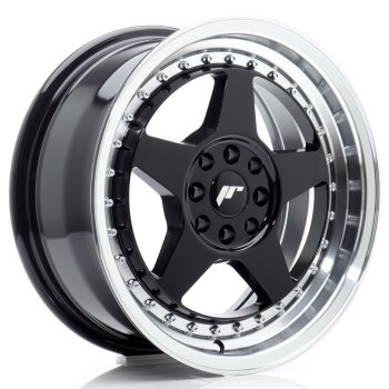 JR Wheels JR6 16×7 ET25 4×100/108 Gloss Black w/ Machined Lip