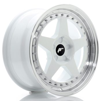 JR Wheels JR6 17×8 ET20-35 5H BLANK White w/ Machined Lip