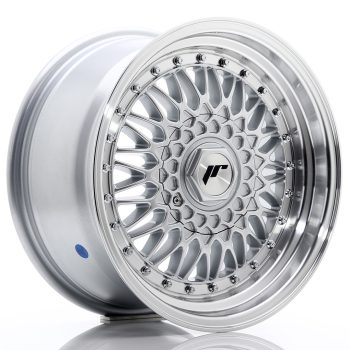 JR Wheels JR9 16×8 ET25 BLANK Silver w/ Machined Lip+Silver Rivets